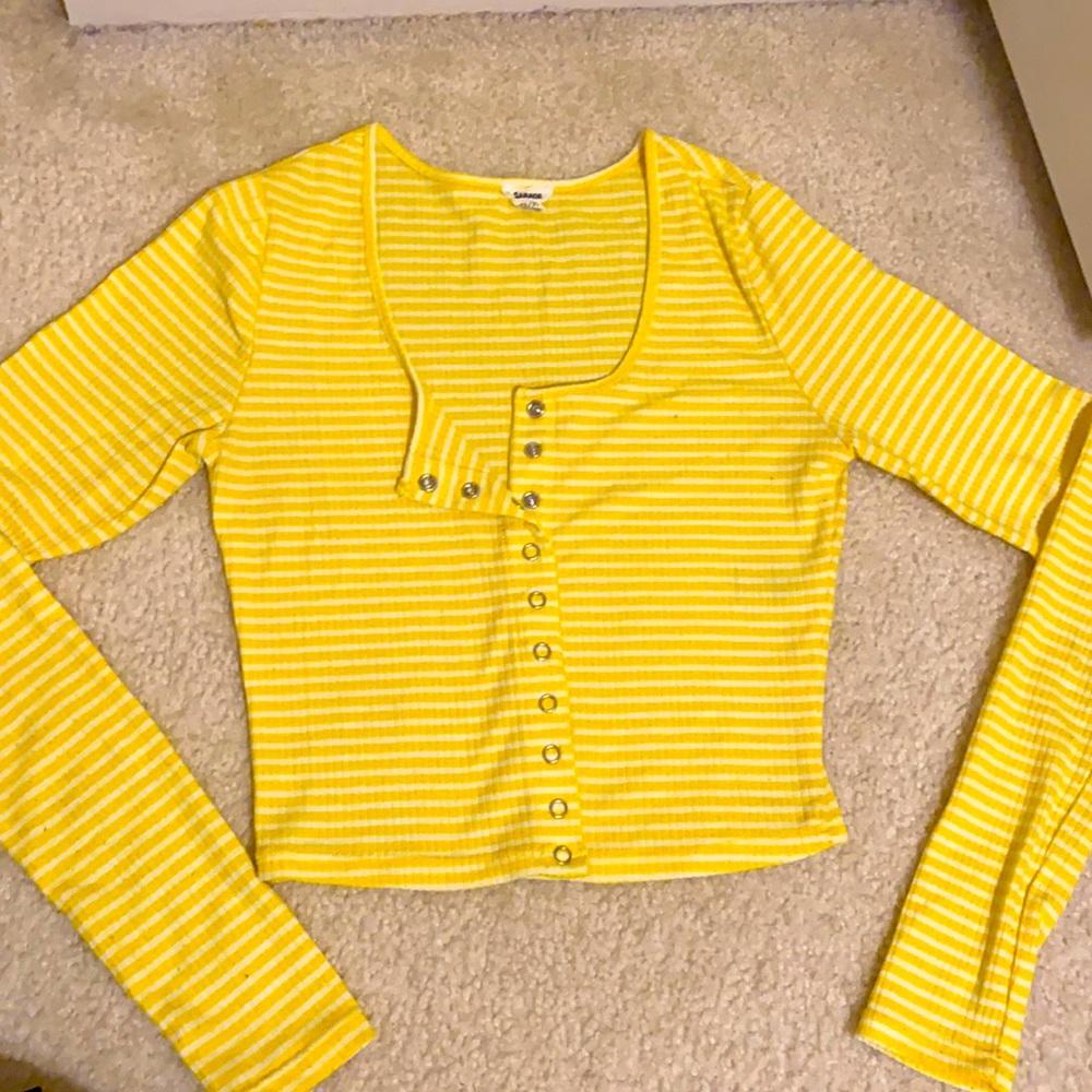 GARAGE long sleeve yellow stripe top
